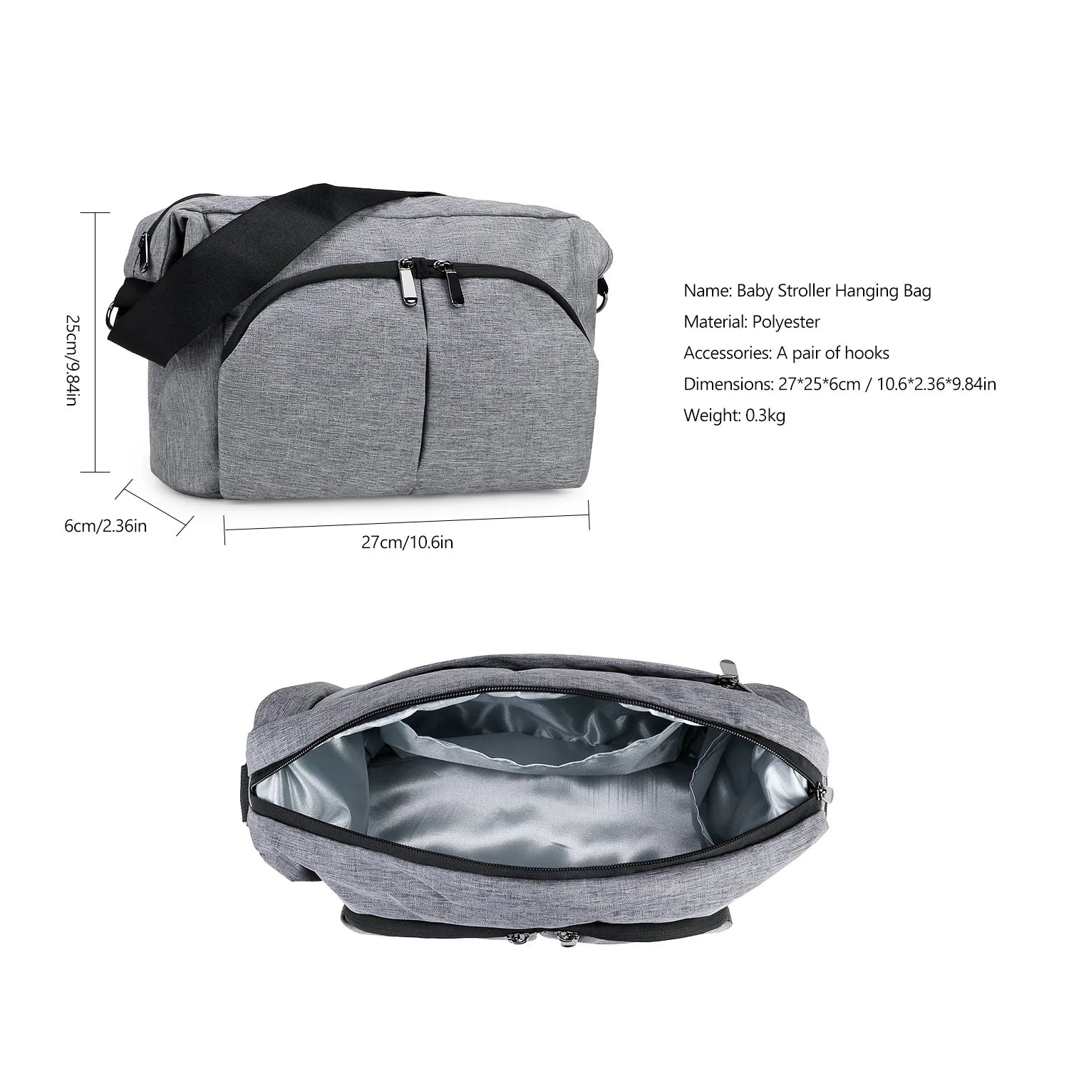 One Shoulder Hand-Held Mommy Bag Portable Baby Stroller Bag With A Pair Of Hooks Multifunctional Mother And Baby Travel Bag