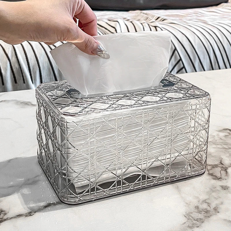 New Rattan Pattern Tissue Box Living Room Paper Box Desktop Tissue Box Car Tissue Box Toilet Tissue Box