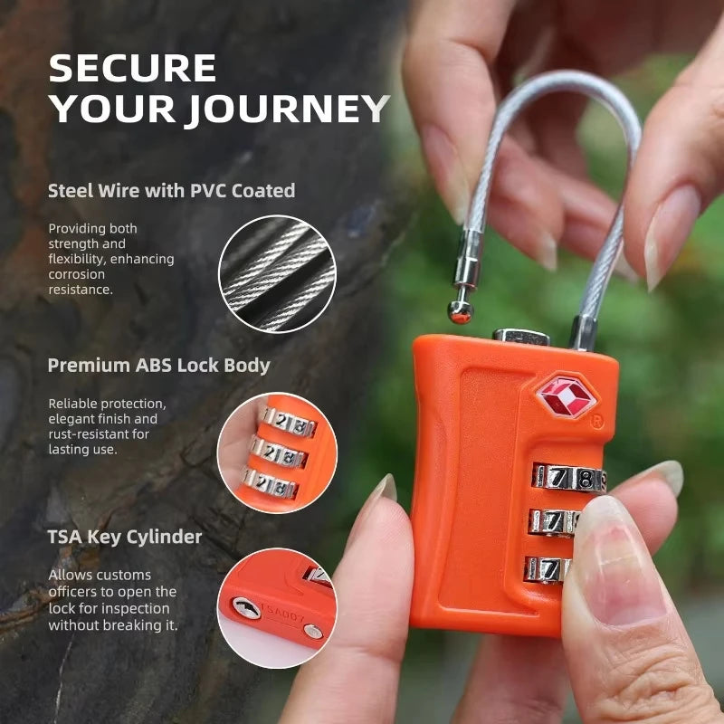 TSA Customs Lock 3 Digits Travel Password Changeable Lock Digital Lock Zinc Alloy Suitcase Luggage Anti-theft Lock for Airplane