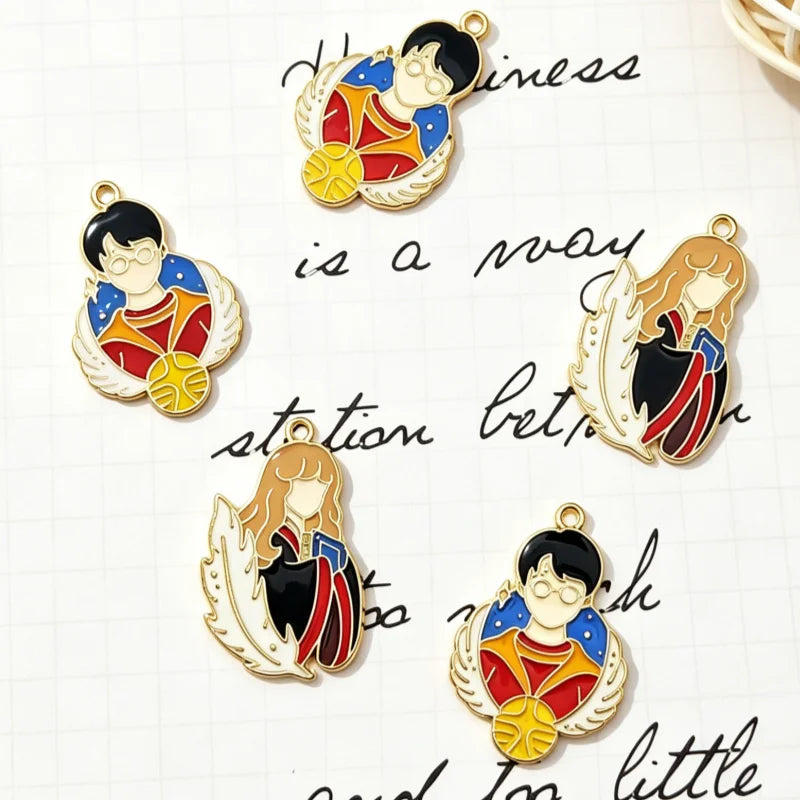 10pcs cartoon peripheral metal badges cartoon character pendants, DIY jewelry making earrings, keychains, accessories