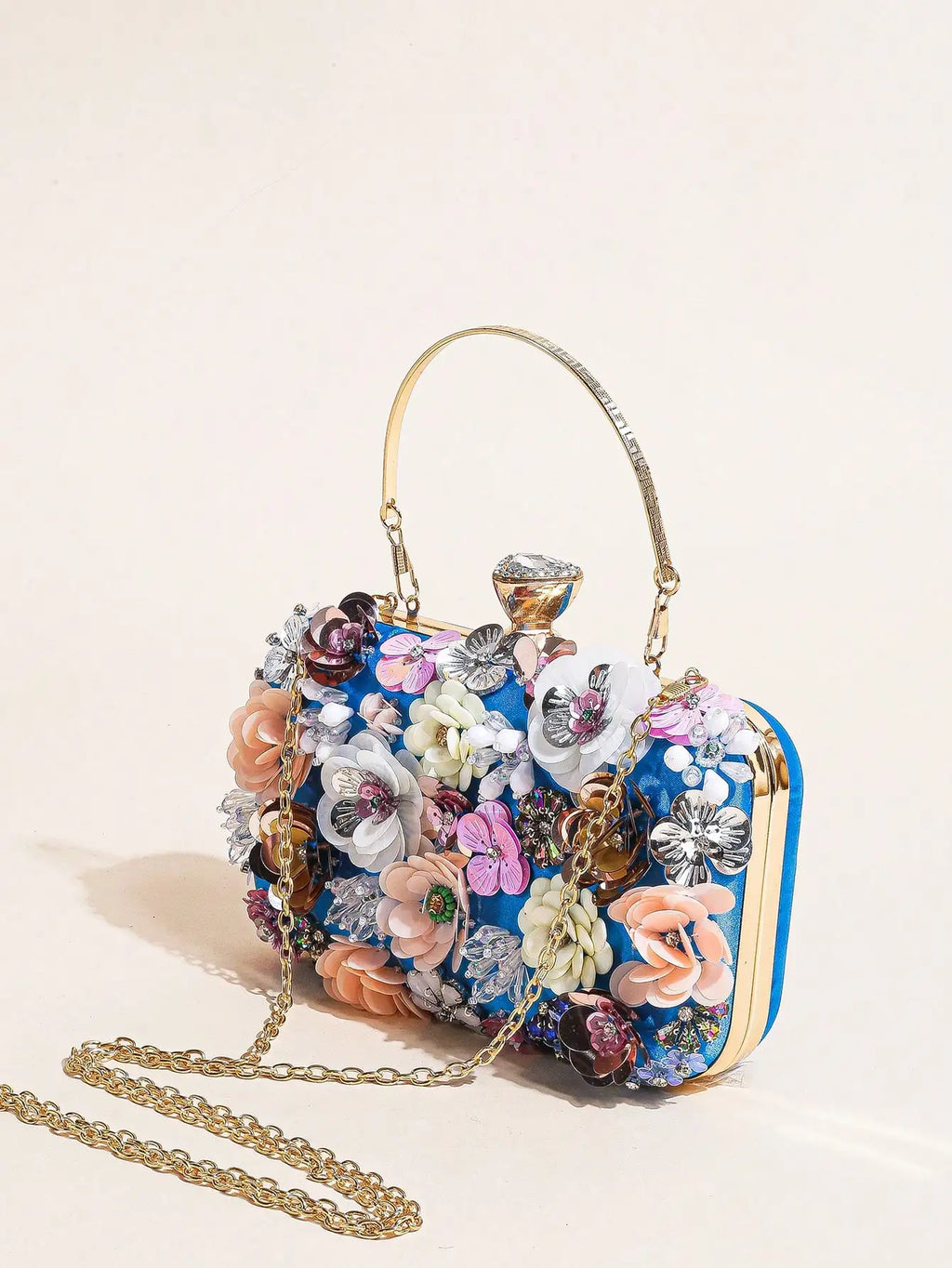 I PC Black Elegant Floral Beaded Clutch, classic Banquet Purse,Women's Fashion Evening Bag Foren Wedding Party Prom