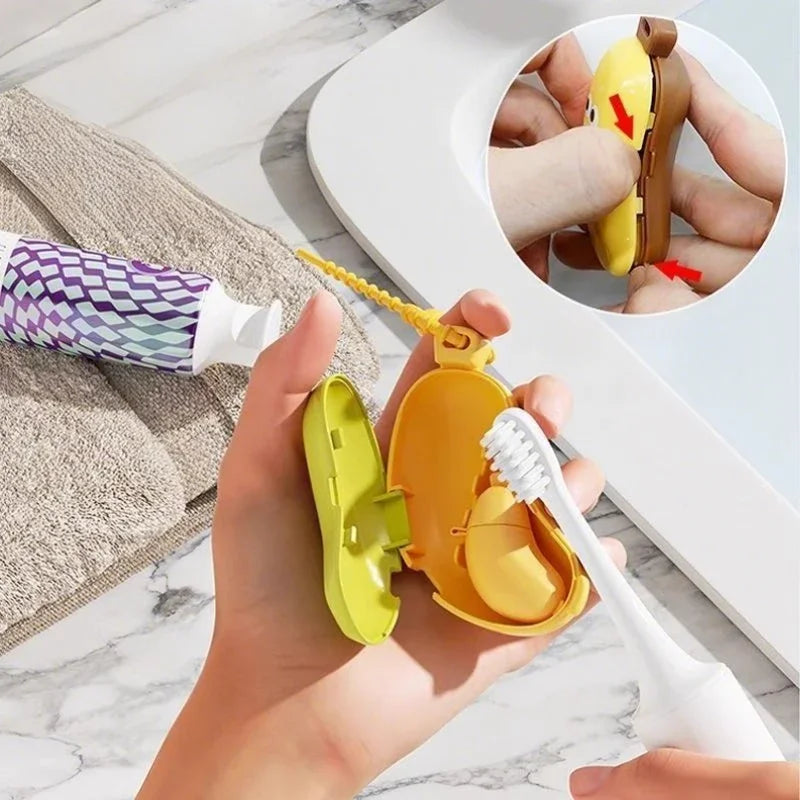 Banana Toothbrush Head Protective Cover With Toothpaste Compartment Toothbrush Dust Clamp Portable Travel Style Storage Box