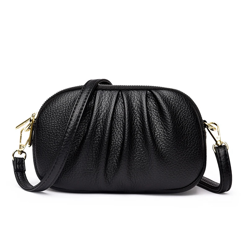 Women's New Style Pleated Crossbody Bag Three Layer Zipper Large Capacity Fashionable Versatile Casual Premium Top Shoulder Bag
