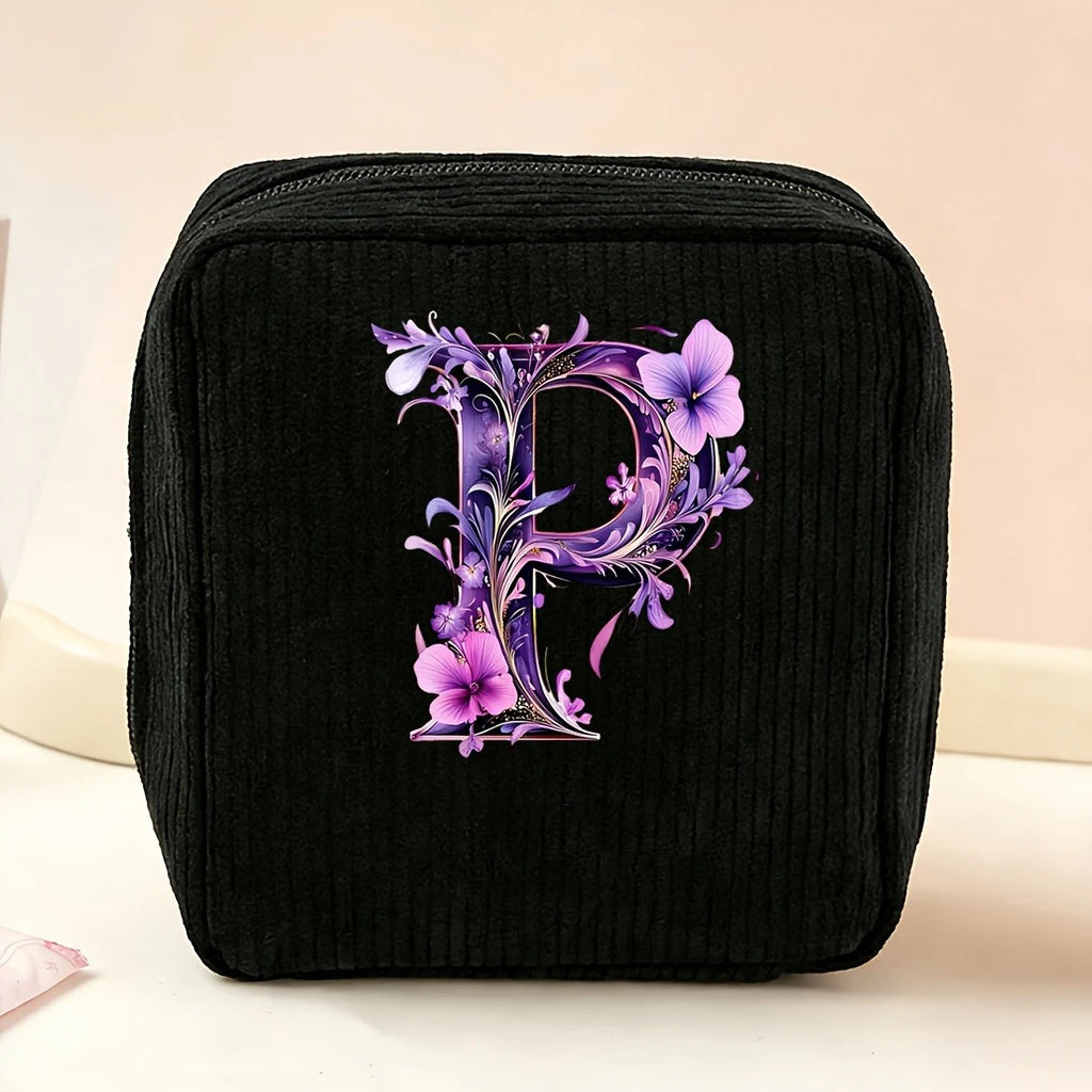 New Fashionable Purple Letter-Patterned Sanitary Napkin Storage Bag, Multifunctional Portable Travel and Daily Storage Bag, Ideal Gift Choice for Girls