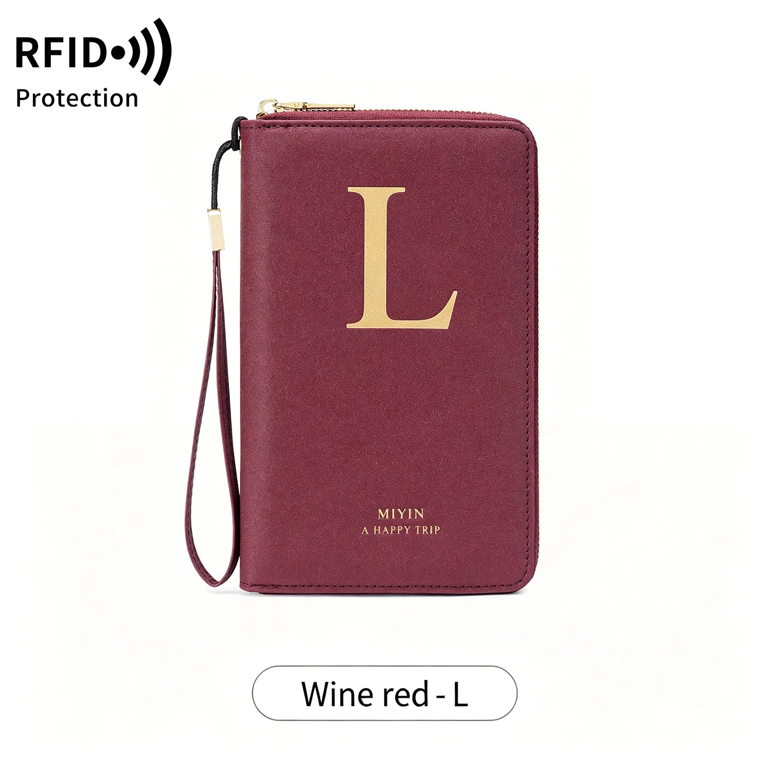 Multi-Functional RFID Blocking Passport Bag Travel Document Holder with Long Zipper Ticket Storage Wallet for Multiple Passports