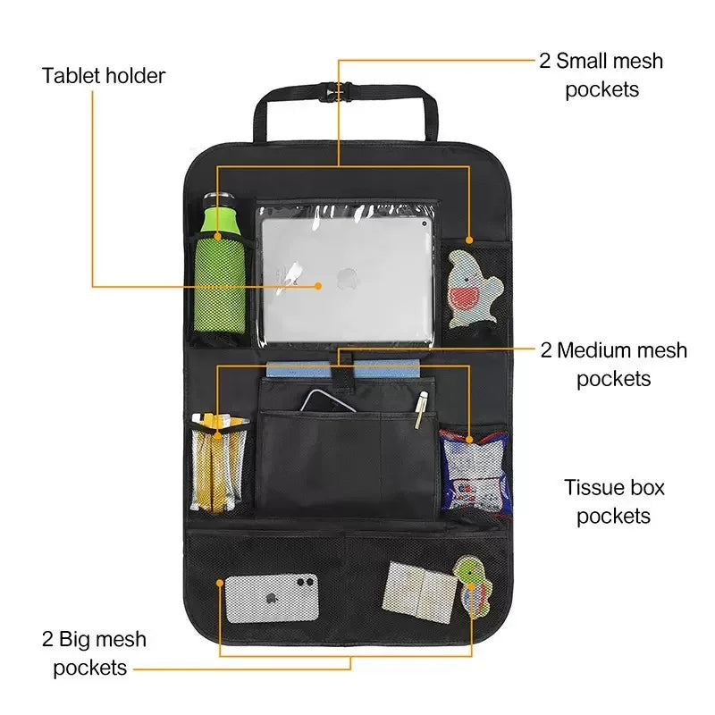 Car Seat Storage Hanging Bag, Back Seat Storage Bag, Rear Seat Oxford Cloth Anti-Kick Tablet Hanging Bag