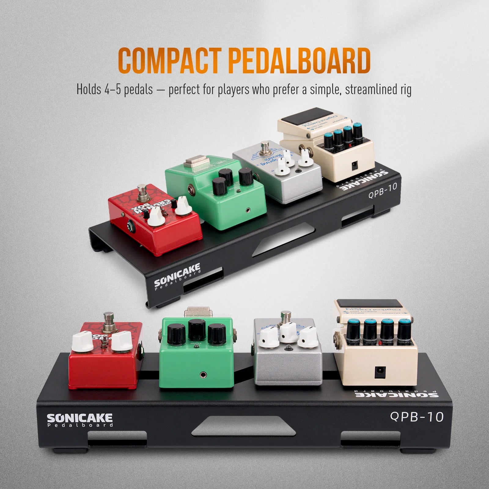 SONICAKE Mini Guitar Pedal Board Guitar Effects Compact Small Pedalboard with Pedals Mountain Tape, Cable Tie & Patch Cables