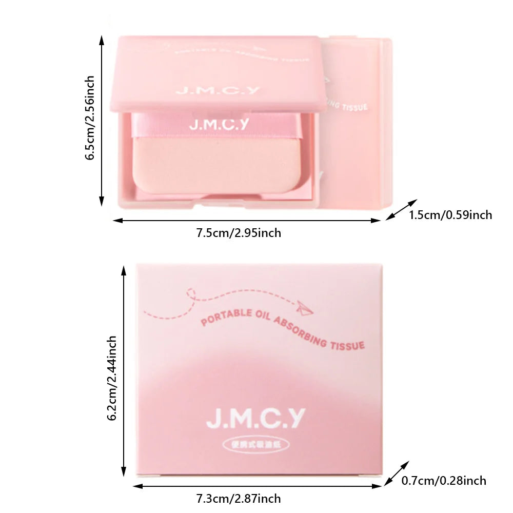 With Puff Oil Control Blotting Paper With Mirror Lightweight Face Shine Remover Compact 3-in-1 Blotting Paper for Summer Travel