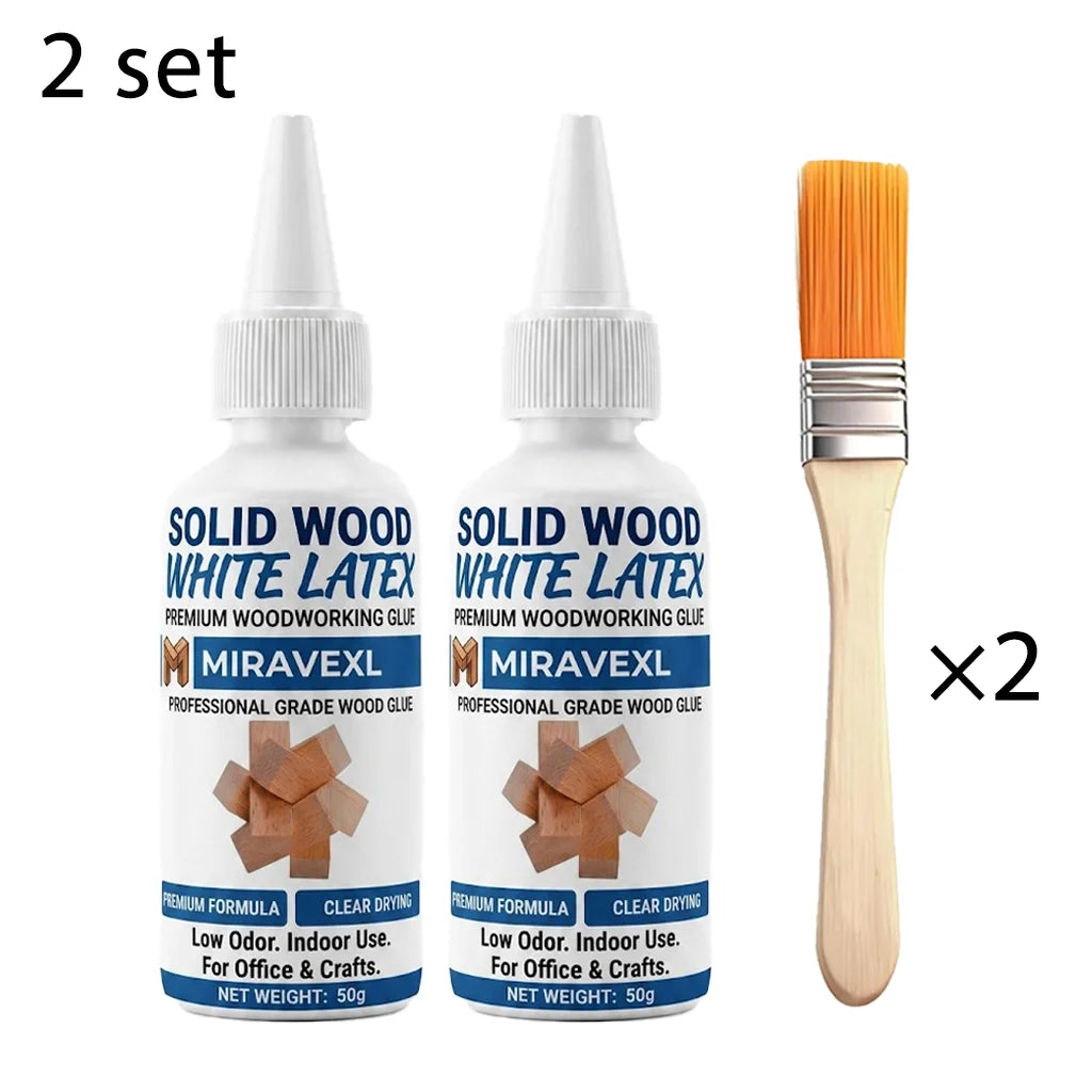 50g Eco-Friendly White Wood Glue with Brush, Quick Dry Strong Bond for Office Craft Woodworking & School DIY Projects