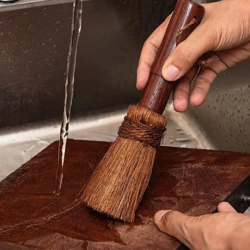 Palm Silk Wooden Handle Pot Brush Non-stick Oil Soft Hair Cleaning Brush Kitchen Stove Dishwashing Brush Cleaning Products