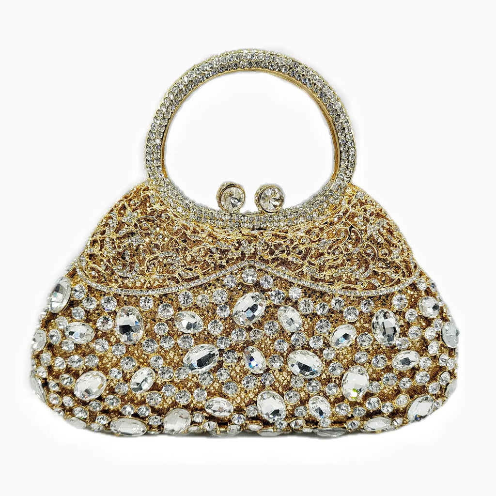 Stone Handbag Hollow Metal Diamond Dinner Bag Party Banquet Rhinestone Handbag Crystal-Embellished Party Clutch Rhinestone Purse