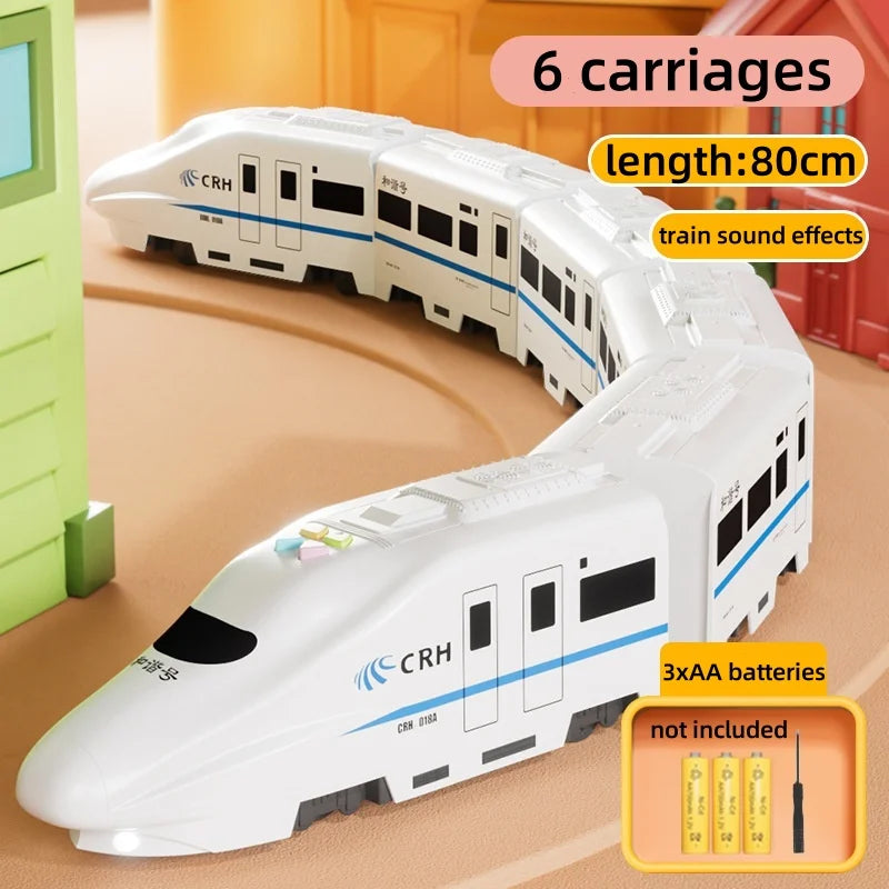 Toy Train Electric Bullet Train Battery Operated Action Locomotive Car High Speed Vehicle with Train Sound Light Gift for Kids