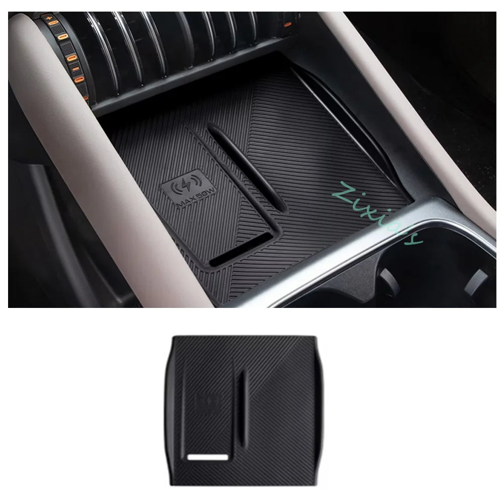 For BYD Atto 3 Evo Yuan Plus 2026 2027 Car Silicone Wireless Charging Pad Cup Cover Storage box Protective Interior Accessories