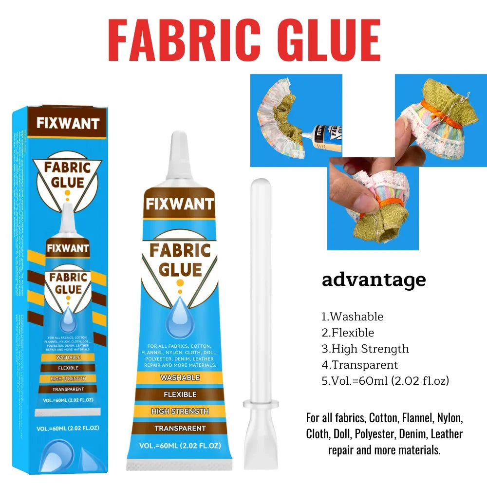 Clear Contact DIY Cloth Fibre Adhesive Multipurpose Wedding Dress Leather Bag Diamond Glass Fabric Glue 60ML