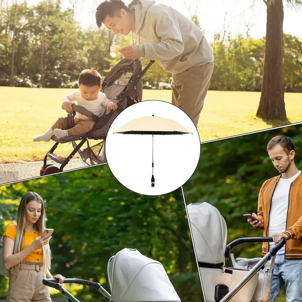 Umbrella For Stroller Foldable Trolley Shading Umbrella With Clamp Portable Travel Supplies Pushchair Attachment For Outdoor