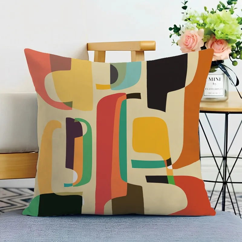 Creative Geometric Double-sided Printed pillow cover Short plush Suitable living rooms bedrooms sofas throw cushion cover
