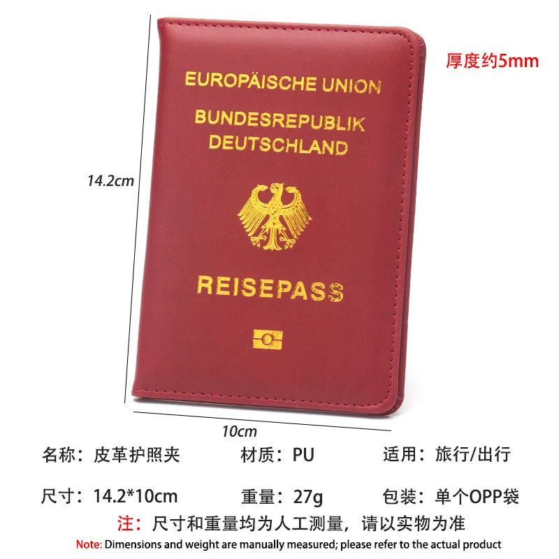 German Passport Holder Men Women PU Leather Passport Covers Portable Passport Case Id Holder Ticket Holder Travel Accessories