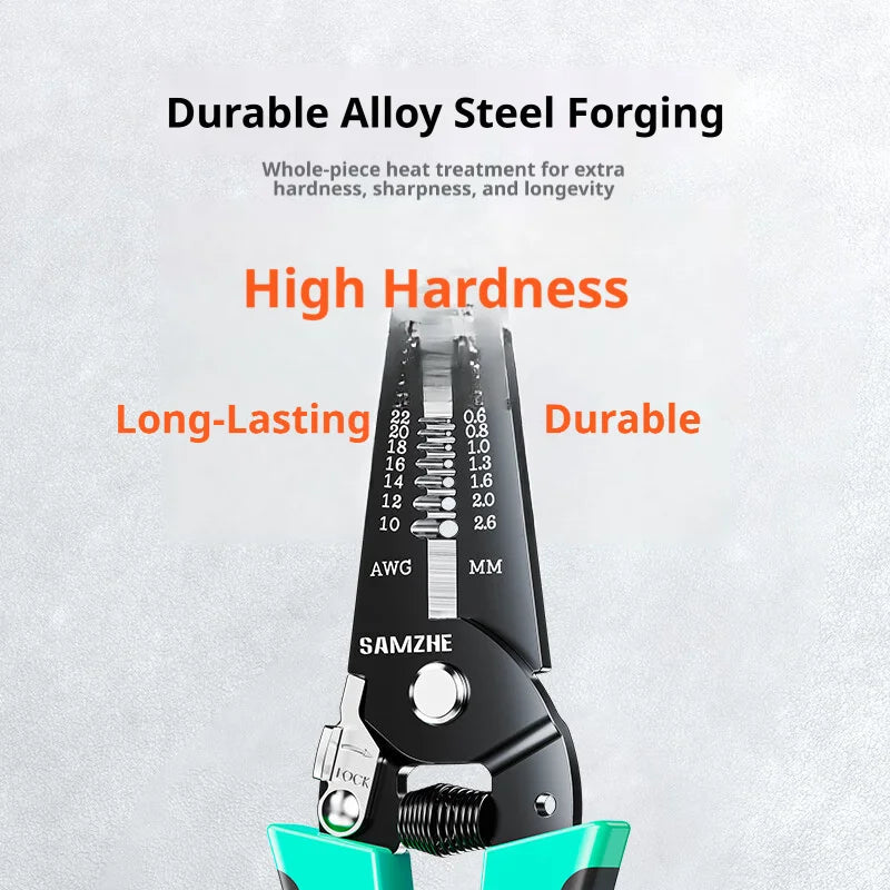 SAMZHE Wire Cutter, Wire Stripper Crimper Professional Multi-Function Wire Stripping Tool, Cable Stripper, Wiring Tools