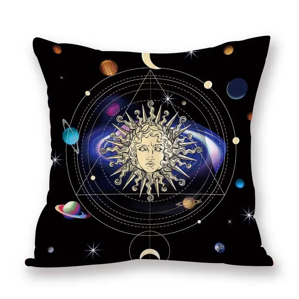 Cosmic pattern of the Sun, planets Double-sided Printed pillow cover Short plush Suitable living rooms sofas throw cushion cover