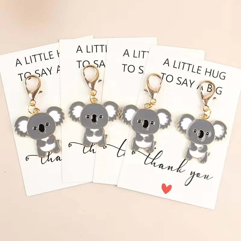 8 Simple and Cute Koala Keychains, Perfect for Giving to Friends Who Love Animals, 2D Flat Keychains; Comes with a Thank You Card—Can Be Hung on a Backpack or Key, Unique and Able to Express a Special Message; Ideal for Eve
