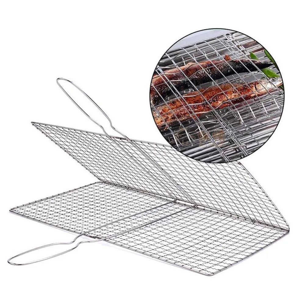 Barbecue Net Grilling Basket Grill BBQ Net Iron Mesh Clamp Steak Meat Fish Net Siz Vegetable Clip BBQ Tools