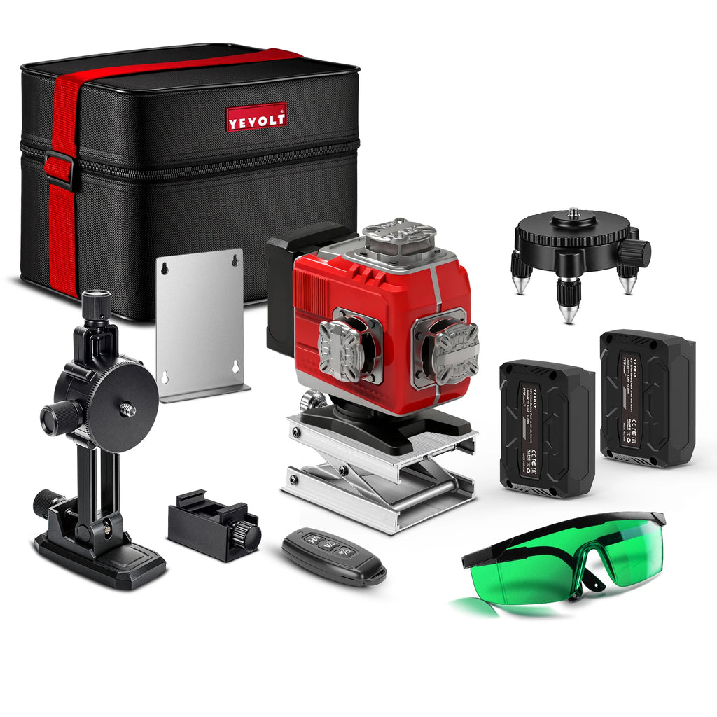 YEVOLT YVGLL4LD16 16 Lines 4-Plane Green Laser Level Self-Leveling Horizontal & Vertical Tool Remote Control