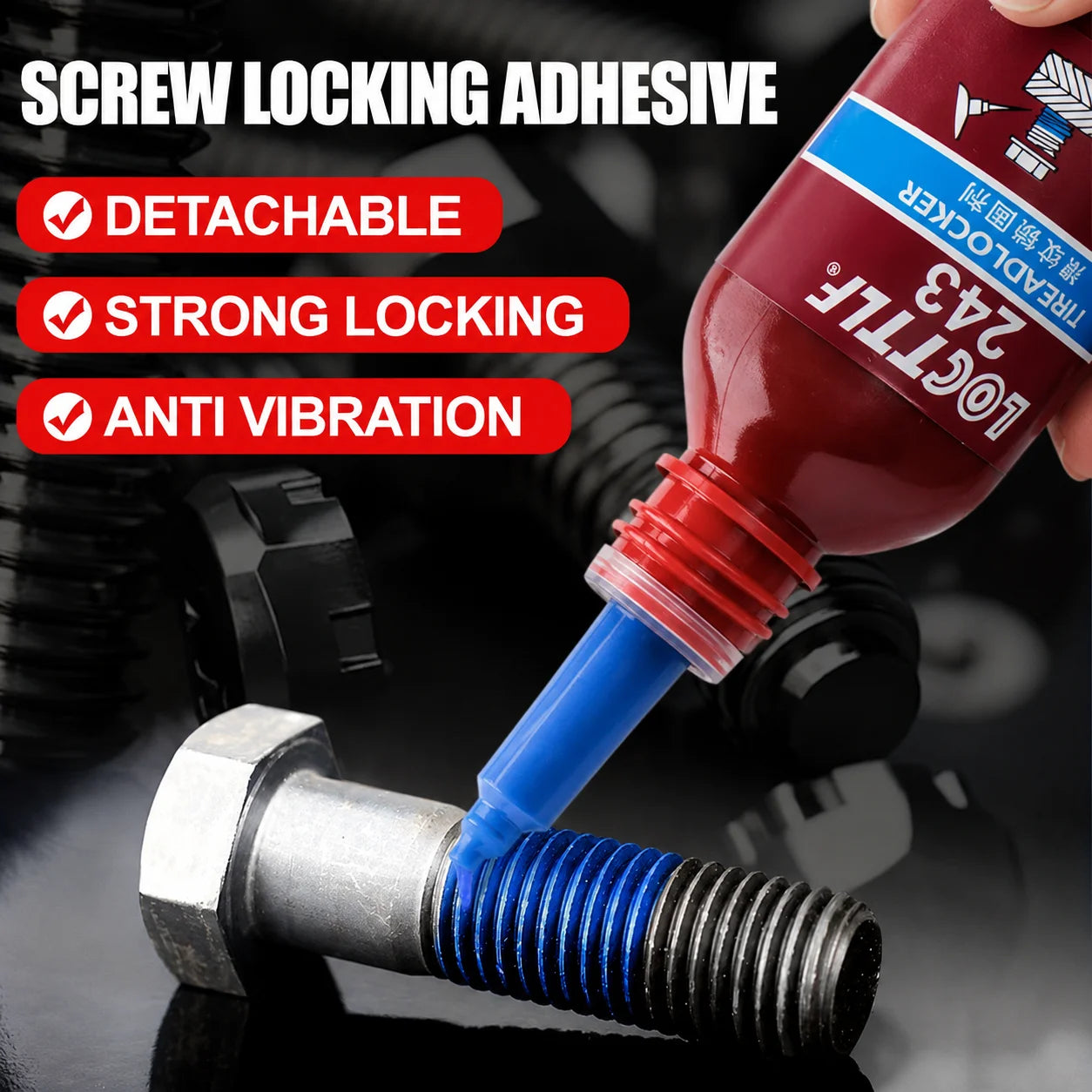 243 Screw 10ML Thread Locking Adhesive  Anaerobic Adhesive High Strength Anti-Loosening  Removable  Mechanical Screw Adhesive
