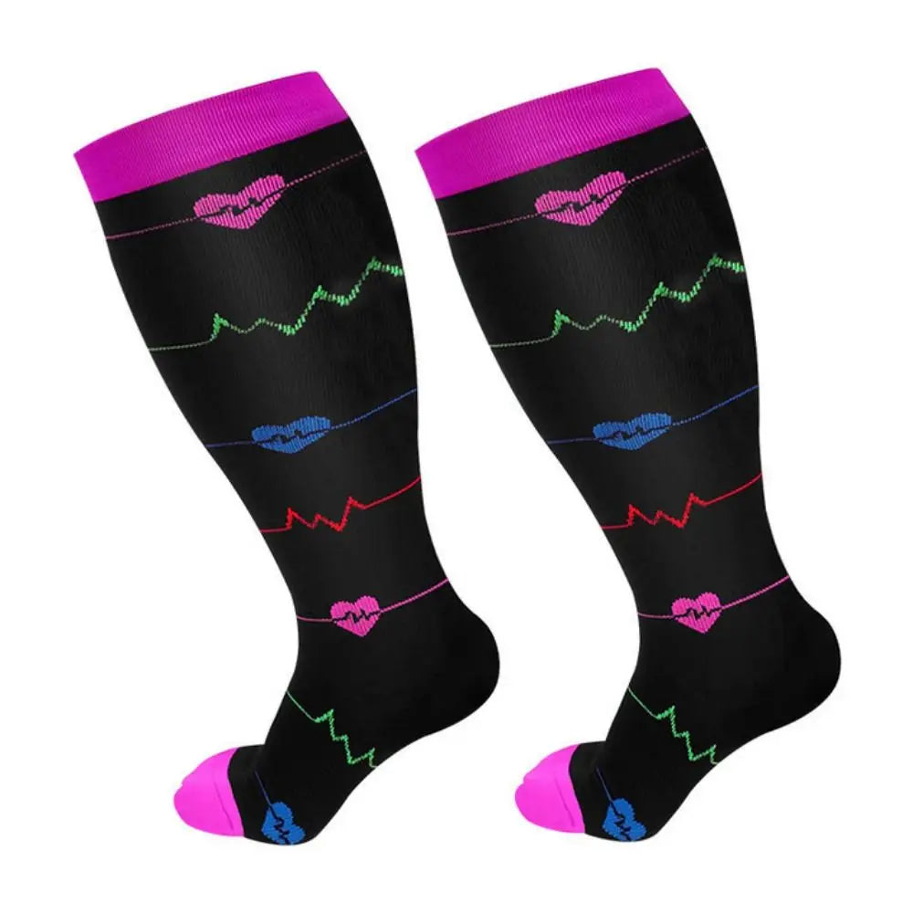 Plus Size Compression Socks Extra Wide Calf 2XL-4XL Knee High Stockings Circulation Swelling Support Soft Calves Leg Stockings
