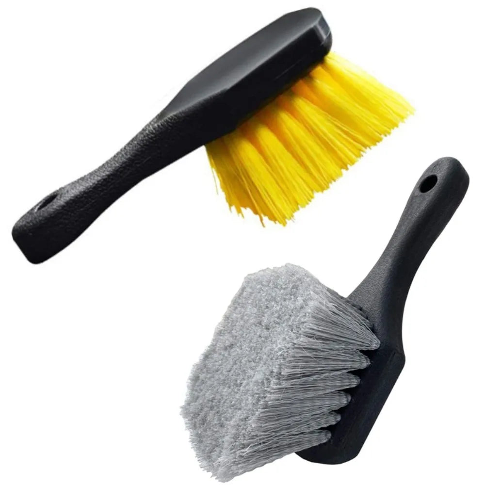 Soft Bristle Car Tire Brush Short Handle Durable Design Wheel Cleaning Brush Heavy Duty Ergonomic Handle Utility Scrub Brush