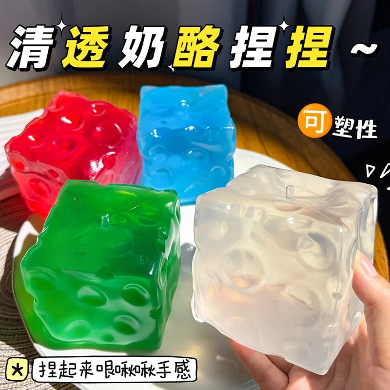 High transparency Vaseline Cheese Plastic Pinch Music Non rebound Stress Relief Toy Coconut Oil Pinch Toy
