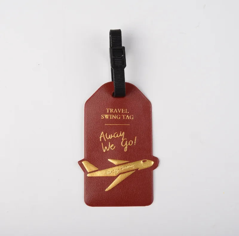 Travel Accessories Women Men Label Suitcase Tags ID Address Holder Creative Aircraft PU Leather Luggage Tag Baggage Boarding