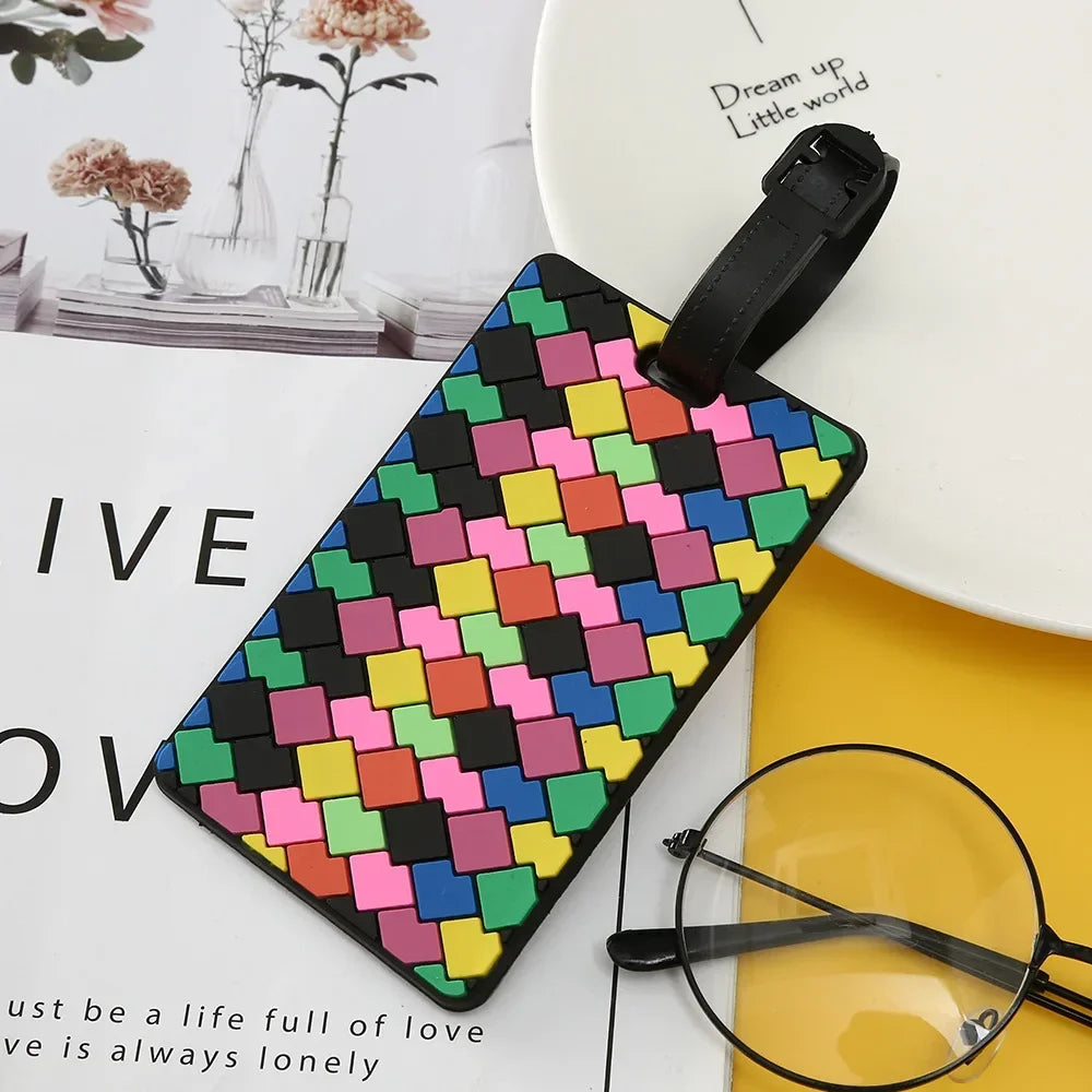 1PCS Geometric Soft Silicone Luggage Tags Suitcase ID Addres Name Holder Baggage Tag Label Travel Accessories Luggage Tags