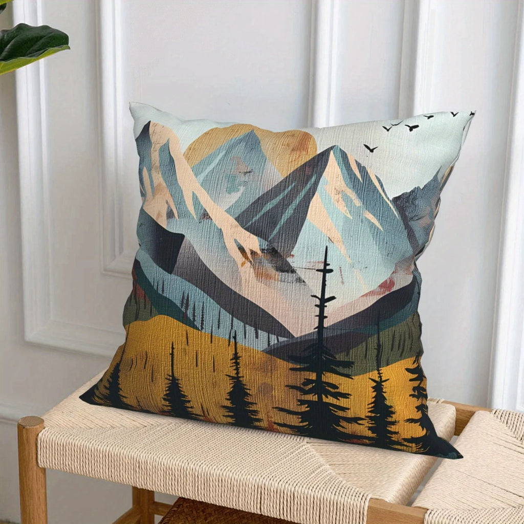 Mountain Forest Sunset Design digital printing pillow cover Short plush Suitable living rooms bedrooms sofas throw cushion cover