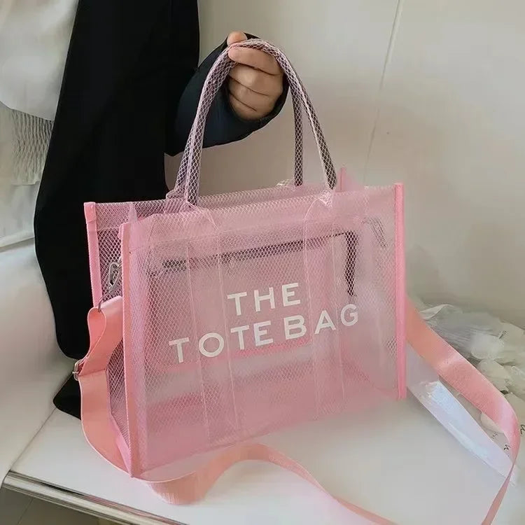 Fashion New High Capacity PVC Women's Bag Transparent Tote Bag Jelly Bag Handheld One Shoulder Crossbody Tote Bag