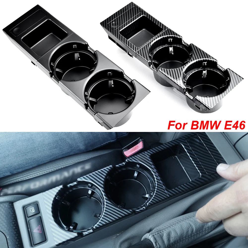 Carbon Fiber/Black Car Center Console Water Cup Holder Beverage Bottle Holder Coin Tray For Bmw 3 Series E46 318I 320I 98-06