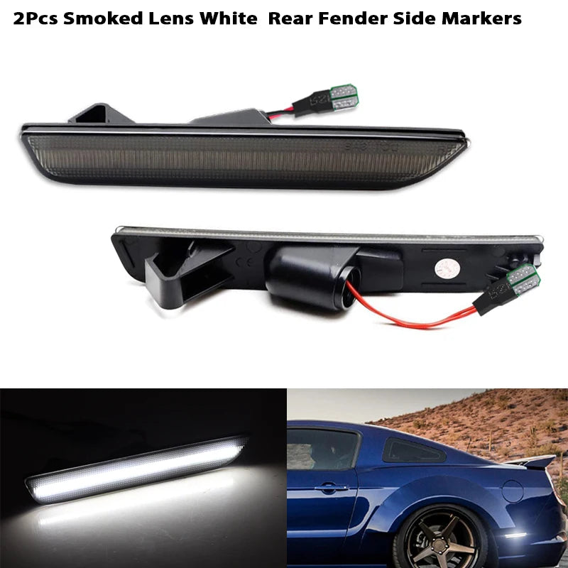 For Ford Mustang 2010-2014 Clear & Smoked Lens LED Side Marker Lamp Amber Front Red Rear Side Fender Lights