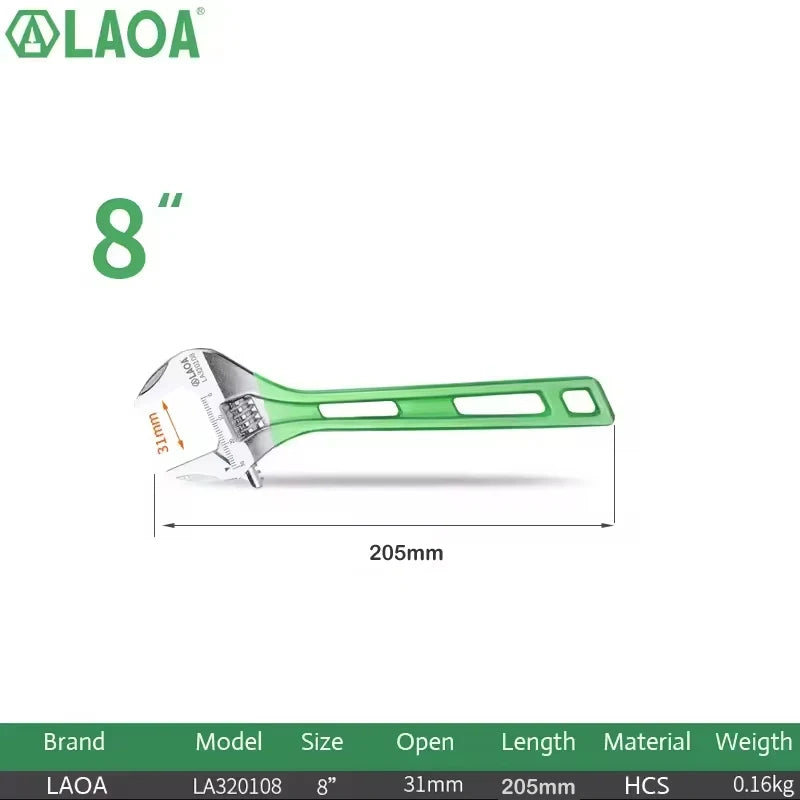 LAOA Short Handle Wrench Adjustable Long Handle Lightweight Large Opening Wrench 6' 8' 10' 12' Repair Tool  Large Open