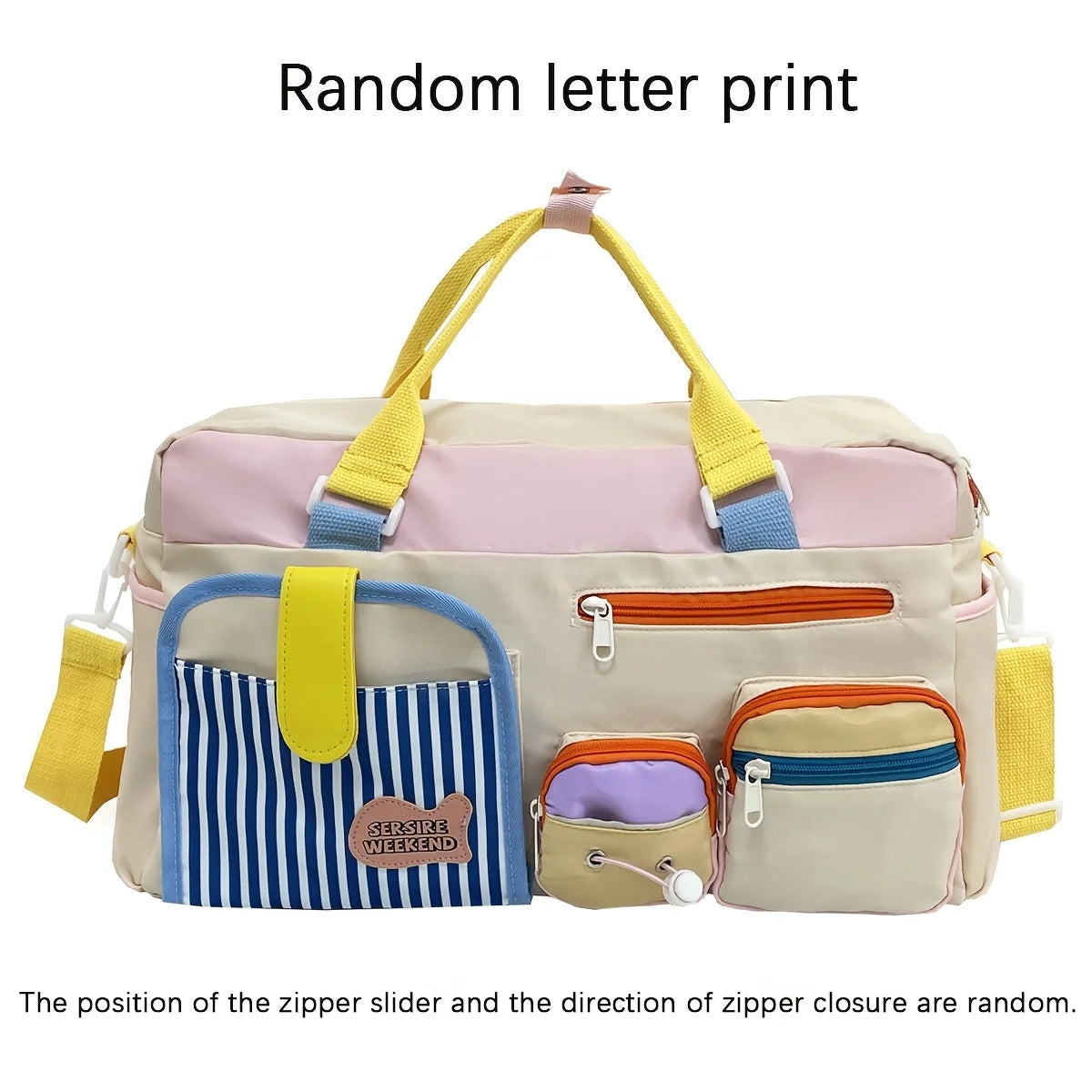 Large Capacity Color Block Travel Duffel Bag,Portable Overnight Duffel Bag,Sport Fitness Tote Bag
