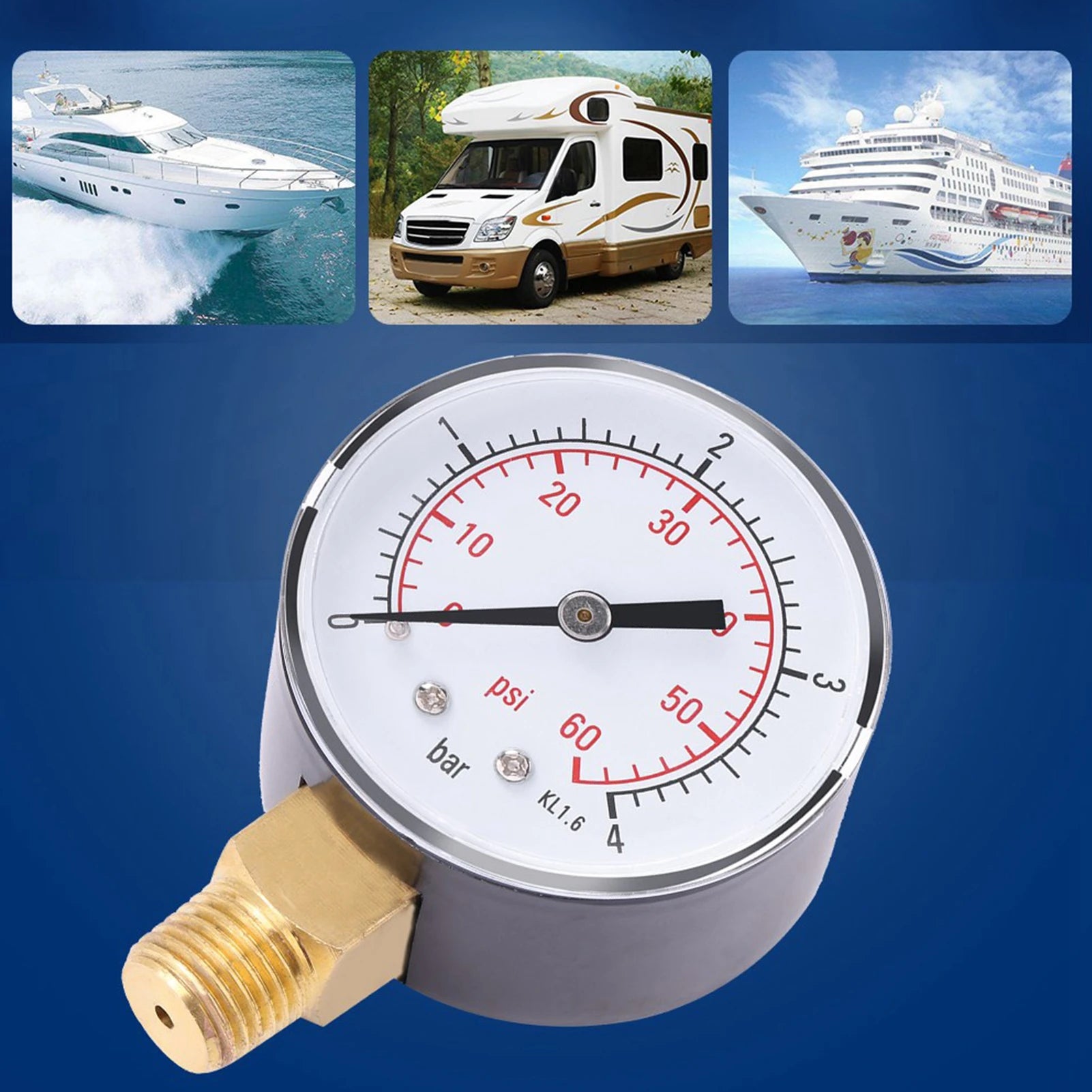 Water Pressure Meter Mini Pressure Gauge For Fuel Air Oil Or Water 0-4bar / 0-60psi NPT Oil Pressure Gauge Pressure Gauge