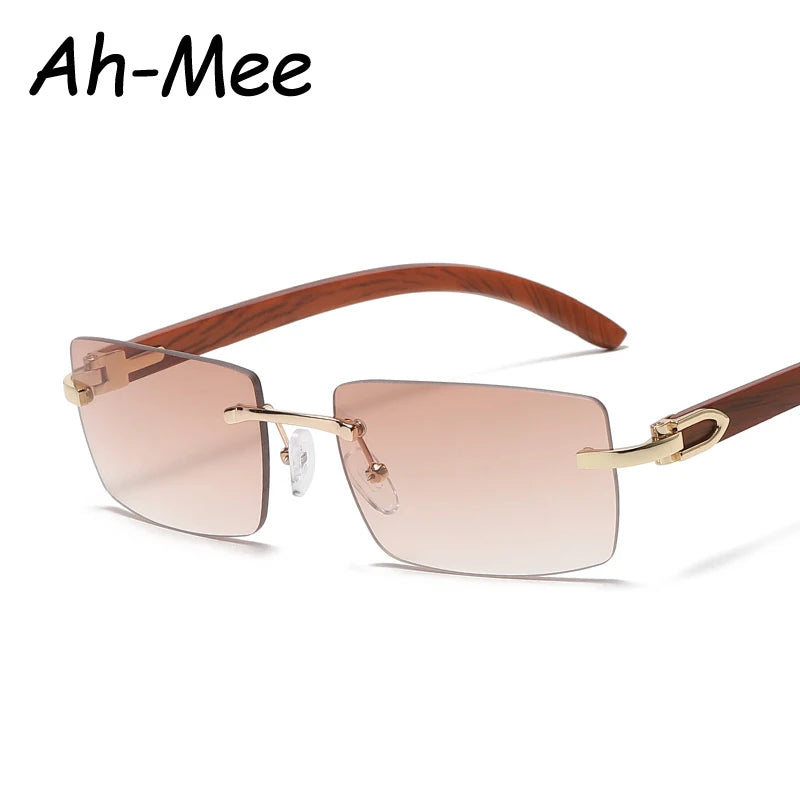 Hiking Camping Sqaure Brand Designer Anti Light Glasses Men Women Wood Frames Rimless Black Eyeglasses Fashion Eyewear UV400