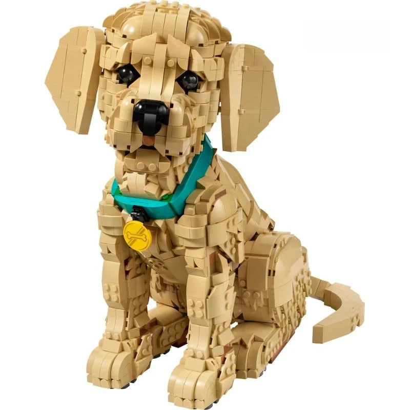 New Cute Golden Retriever Puppy Dog Building Blocks Compatible Model Suitable for Children's Birthday Gift Toys