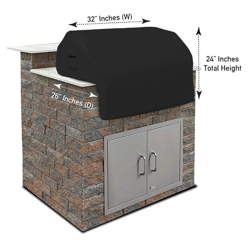 Outdoor BBQ Grill Cover with Built-in Rack Oxford Waterproof Sunproof for Patio