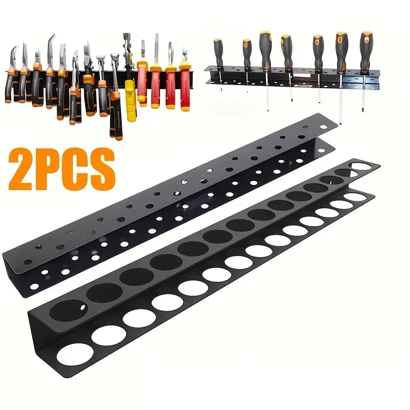 40cm Metal Screwdriver and Pliers Organizer Wall-Mounted Tool Holder Rack with Tool Slots Space-Saving Garage Workshop Storage