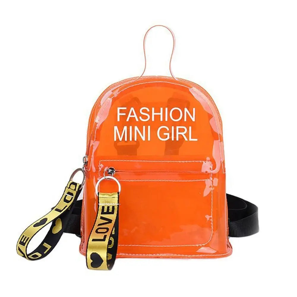 Transparent Laser Backpack for Women Candy Color Letter Fashion Mini Shoulder Bag PVC Jelly Small Schoolbag