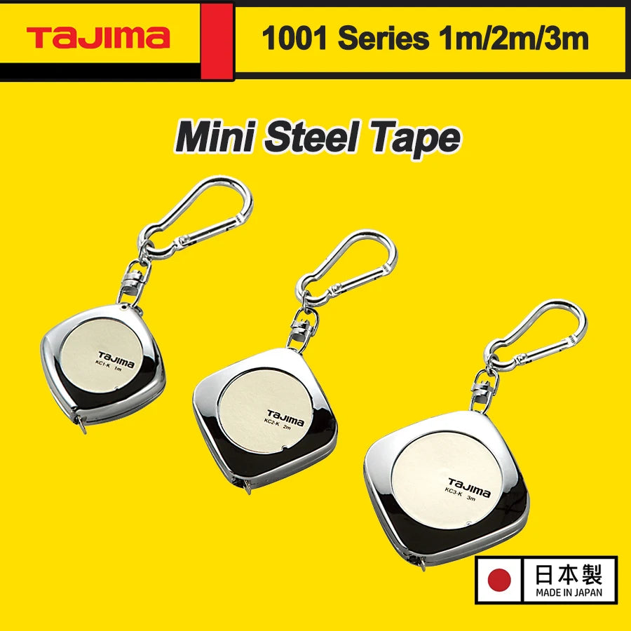 TAJIMA Mini Steel Tape 1PCS with Climbing Ring 1m/2m/3m Magnetic Tape Measure 1001 Series