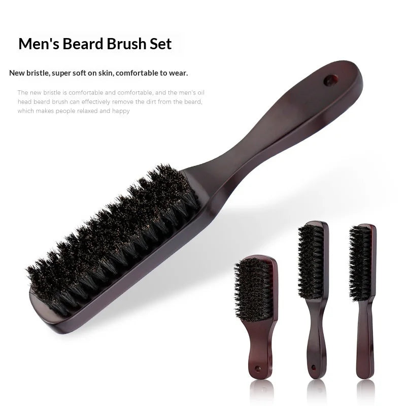 Hair Brush Wood Handle Boar Bristle Beard Comb Styling Detangling Straighten Brown Boar Bristles Massage Comb