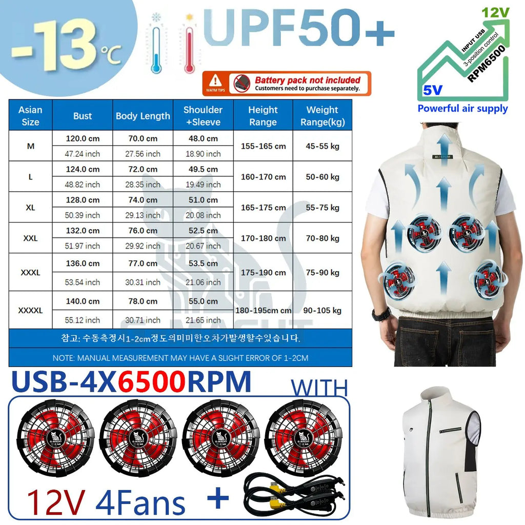 G-MACHT Summer Breathable Wearable Cooling 2-3-4Fans Vest Ice Cooling Air Conditioner Clothes For Outdoor Fishing Heat Resistant