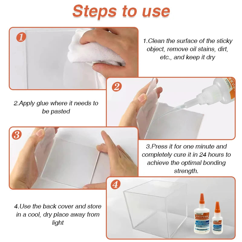1pc 2pcs 3pcs Acrylic Glue 45g Transparent Colorless Heavy Duty Quick-drying Adhesive for Organic Glass/ABS/PMMA & DIY Fish Tank