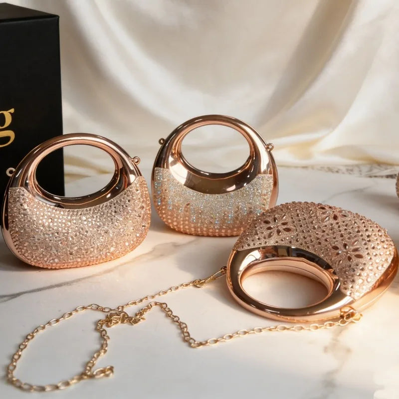 Mini Golden Evening Bag Purses and Handbags Luxury Designer Shoulder Bags Funny Shape Party Wedding Acrylic Clutch Purse