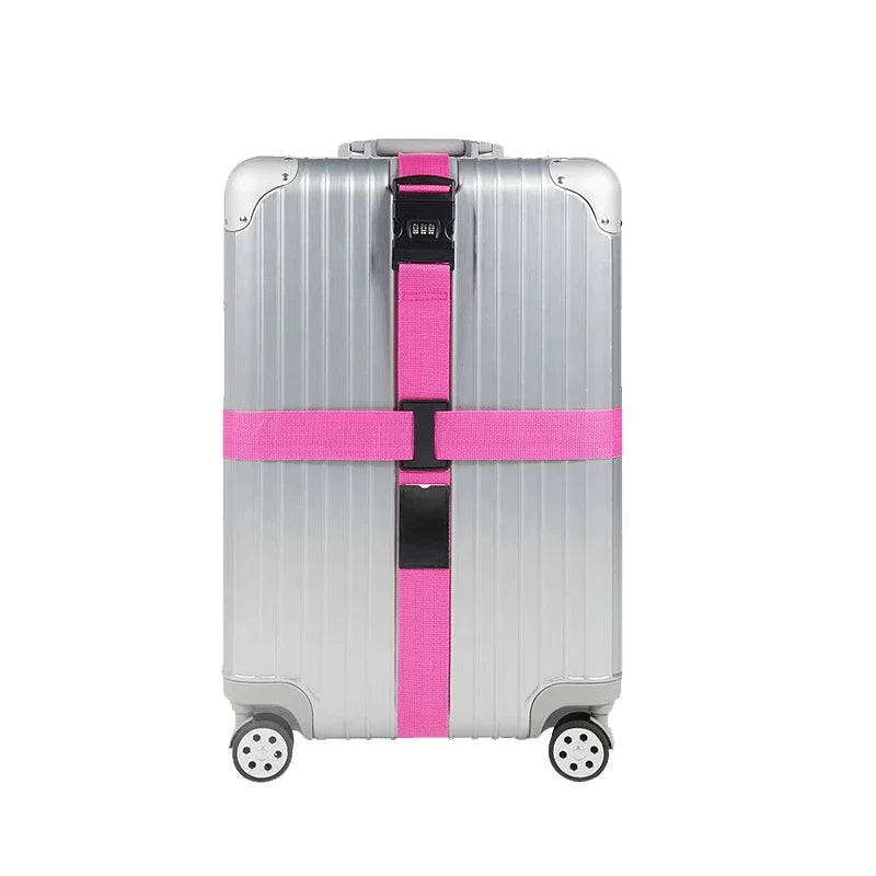Cipher Lock Suitcase Strap Adjustable Luggage Strap Cross Packing Belt Travel Essential Accessories Suitcase Supplies Fixed Belt